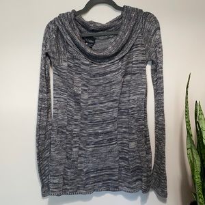 Grey cowl neck knit sweater